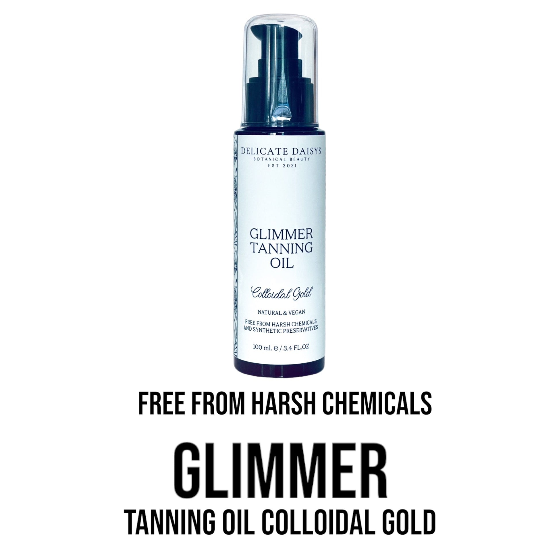 Glimmer Tanning Body Oil Colloidal Gold - Delicate Daisys Botanical Beauty